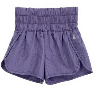 Free People Women's SMALL Movement Purple Smocked Waist Running Shorts Lined